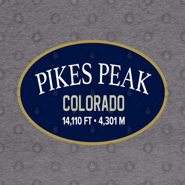 Pikes Peak Colorado Retro Blue Oval by TGKelly